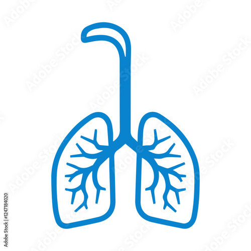 blue simple human lung icon.