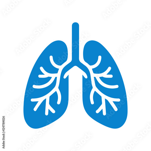 blue simple human lung icon.