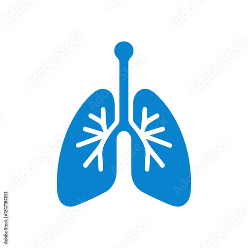 blue simple human lung icon.