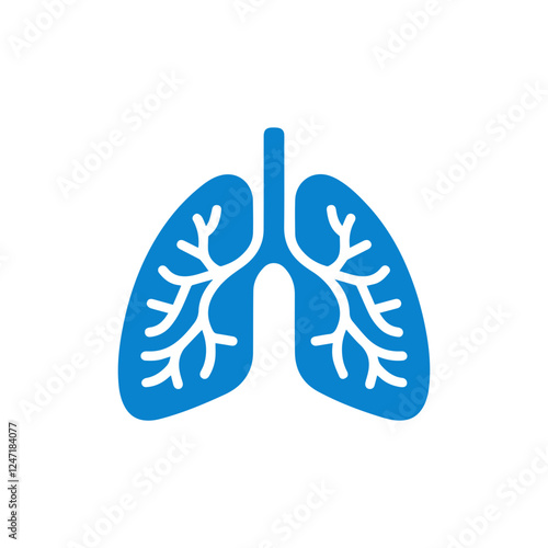 blue simple human lung icon.