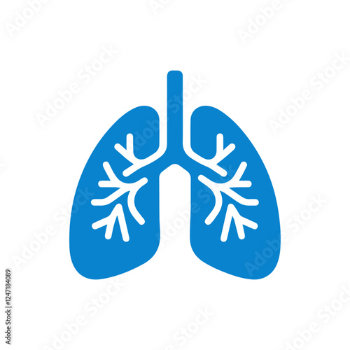 blue simple human lung icon.