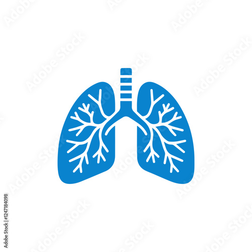 blue simple human lung icon.