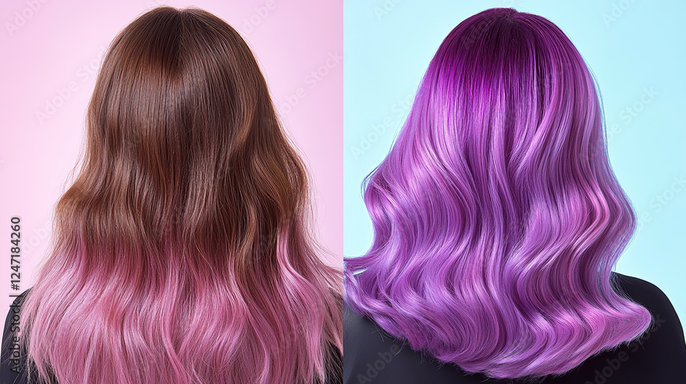 Fototapeta premium Transformative Hair Makeover with Vibrant Colors