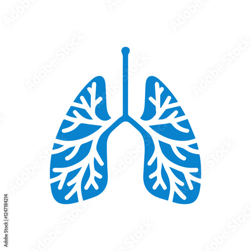 blue simple human lung icon.
