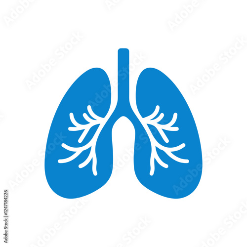 blue simple human lung icon.