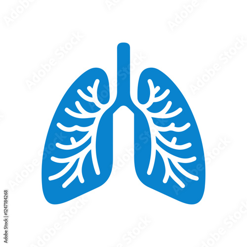 blue simple human lung icon.