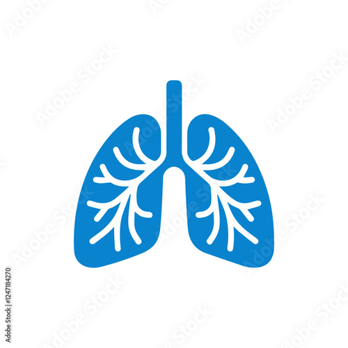 blue simple human lung icon.