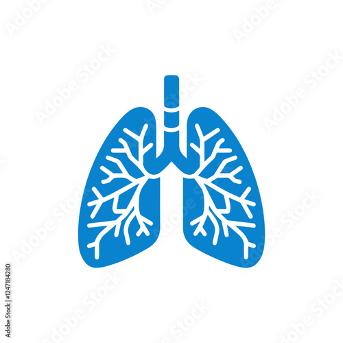 blue simple human lung icon.