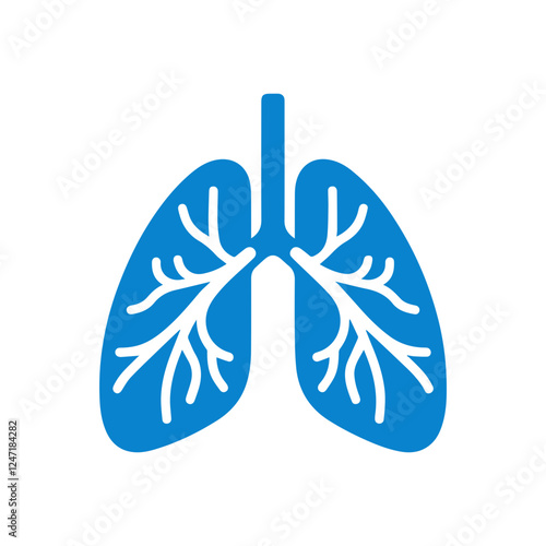 blue simple human lung icon.