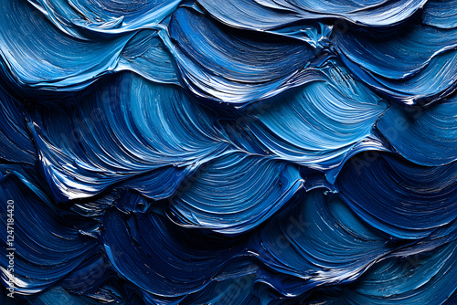 Rich blue abstract texture created with layered paint swirls for an artistic look