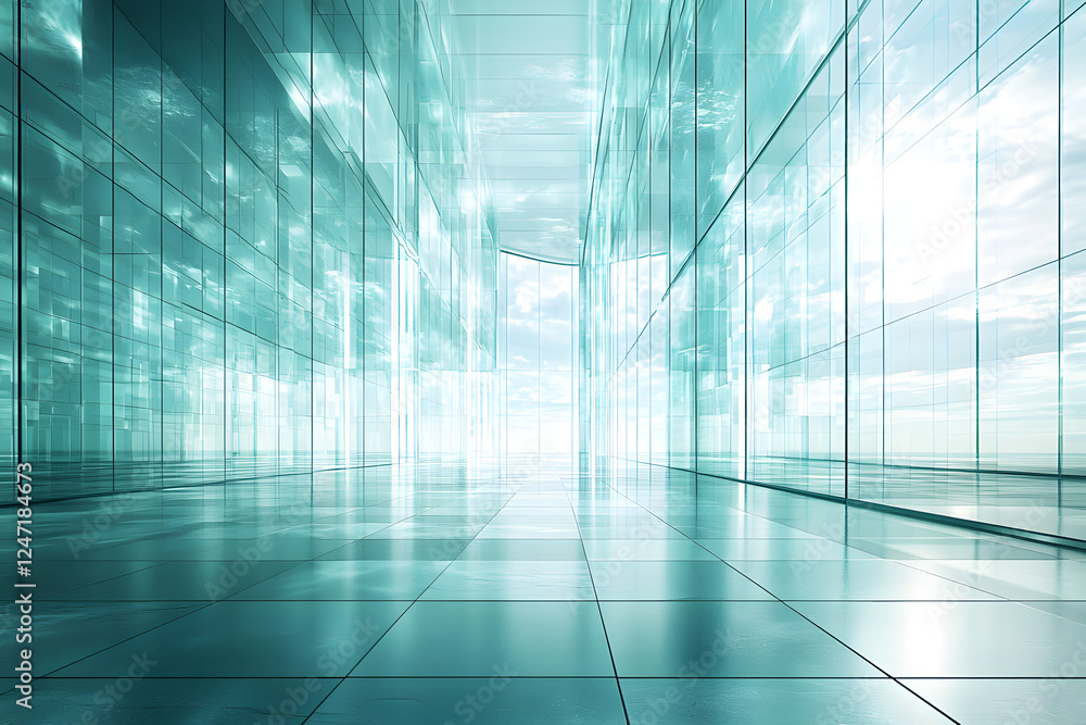 Modern glass structure reflecting sunlight in a spacious, serene environment with clear skies Modern glass structure reflecting sunlight in a spacious, serene environment with clear skies