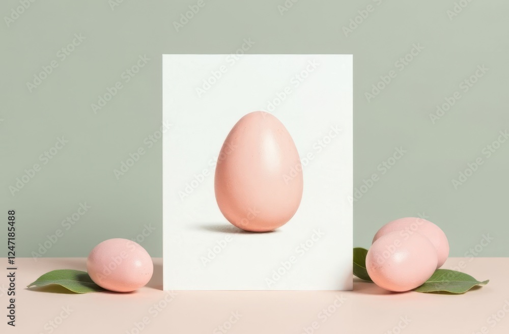 Fototapeta premium Brown egg with artistic reflection, unique and creative Easter composition