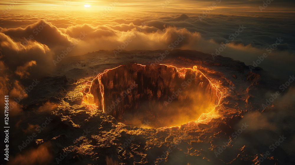 Fototapeta premium A giant karst sinkhole with perfectly round edges _007