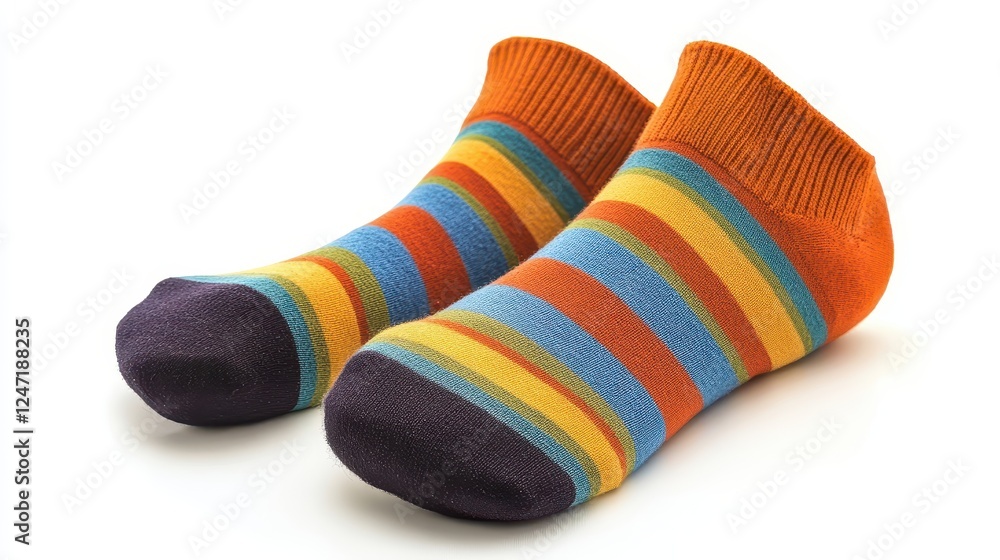 A single pair of custom socks isolated on a clean white background, great for personalized gift promotions. A single pair of custom socks isolated on a clean white background, great for personalized gift promotions.