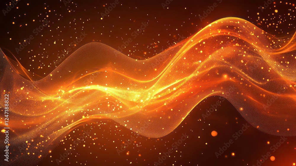 Obraz premium Abstract orange background with glowing lines and shapes.