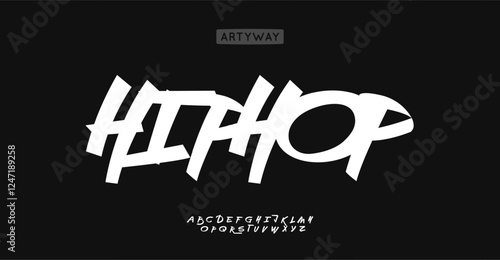 Hip-hop font, freestyle dynamic letters, brushpen drawing alphabet for youthful music branding and street art or expressive headline. Rebellious typography. Vector typeset.