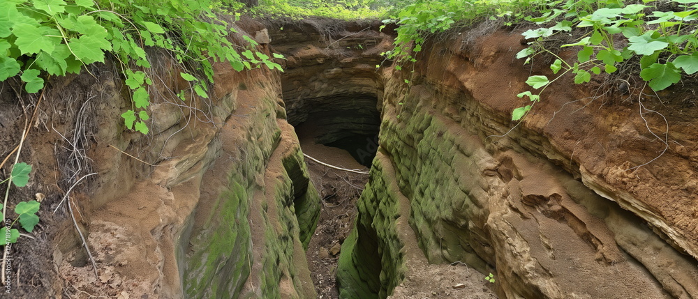 A huge karst sinkhole with steep walls going deep _010 A huge karst sinkhole with steep walls going deep _010