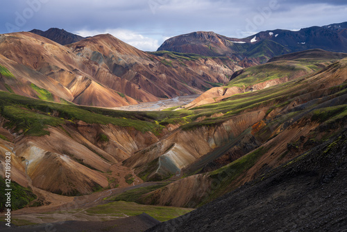 Rhyolite mountains on the Laugavegur trail in Landmannalaugar, Iceland photo