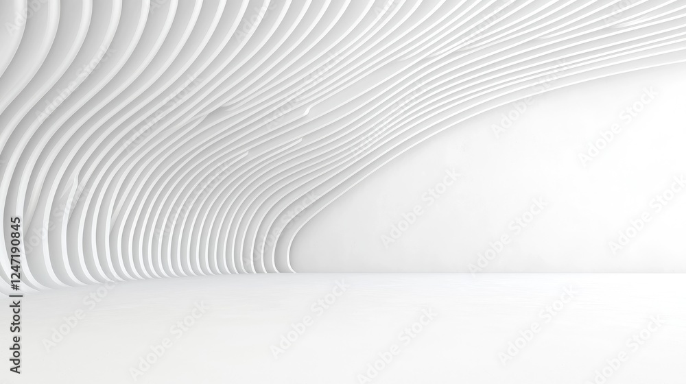 Naklejka premium White curved wall interior design, empty space, modern architecture background