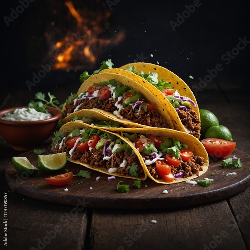 A stunning, high-resolution image of the perfect taco, with rich colors and mouthwatering textures.
