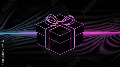 Wallpaper Mural A stylized gift box illustration with a vibrant pink and blue gradient background, evoking feelings of excitement and celebration. Torontodigital.ca