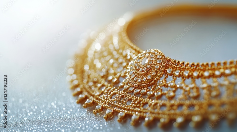 Isolated image of a fashion necklace on a white surface, ideal for promoting jewelry pieces.