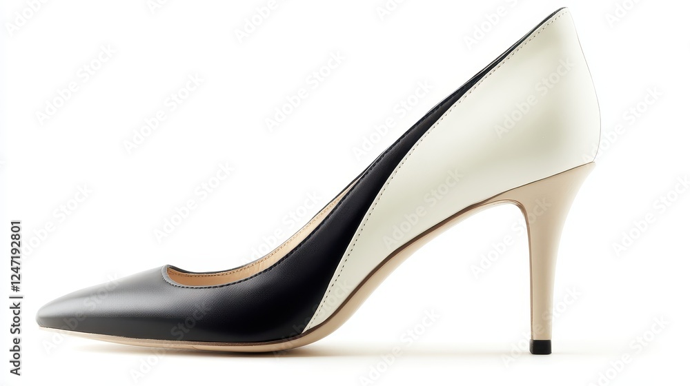 Close-up of a pair of high heels isolated on a white surface, ideal for footwear accessory marketing. Close-up of a pair of high heels isolated on a white surface, ideal for footwear accessory marketing.