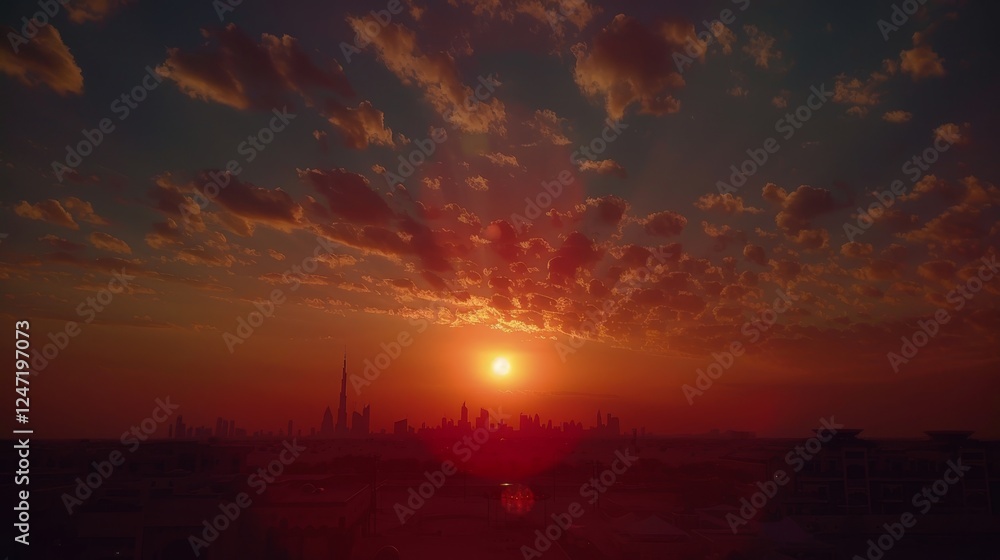 Stunning evening view of dubai s iconic skyline illuminated by vibrant city lights Stunning evening view of dubai s iconic skyline illuminated by vibrant city lights