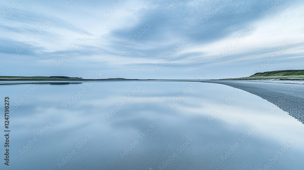 A serene beach at low tide with calm shallows reflecting the sky, a peaceful scene of emptiness and tranquility, with blurred background and open space for a blank caption.
A serene beach at low tide with calm shallows reflecting the sky, a peaceful scene of emptiness and tranquility, with blurred background and open space for a blank caption.