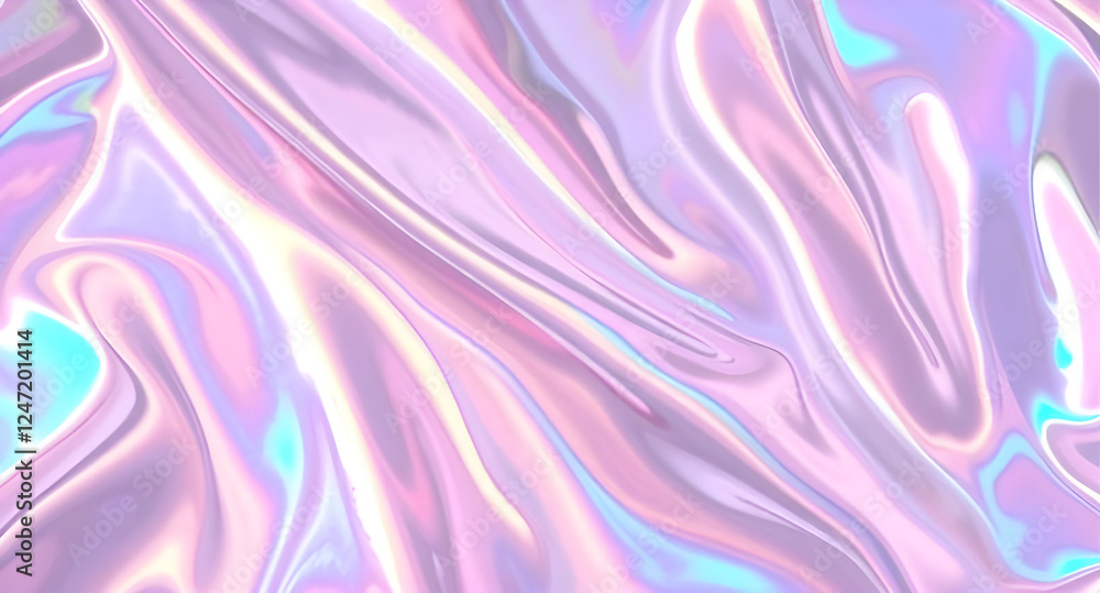 Fototapeta premium Iridescent fabric background. Shiny mother of pearl fabric, bright multi-colored fabric