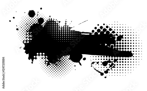 Splatter Paint Texture . Black Spray Blot of Ink. Place illustration Over any Object to Create Grungy Effect . hand drawn. Not AI, Vector