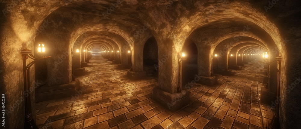 Obraz premium Underground tunnels leading from a giant quarry co_012