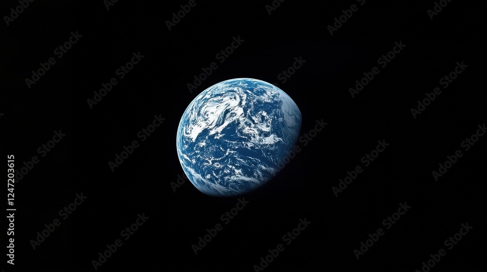 A Blue Planet Viewed From Space Showing Clouds and Oceans A Blue Planet Viewed From Space Showing Clouds and Oceans