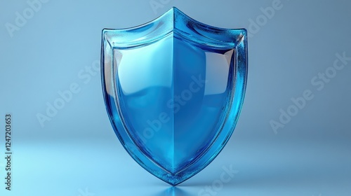 A glossy blue shield symbolizing protection and security.
