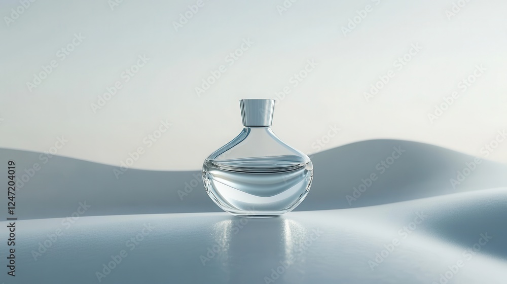 Fototapeta premium A single bottle of perfume isolated on a white surface, ideal for fragrance product marketing.