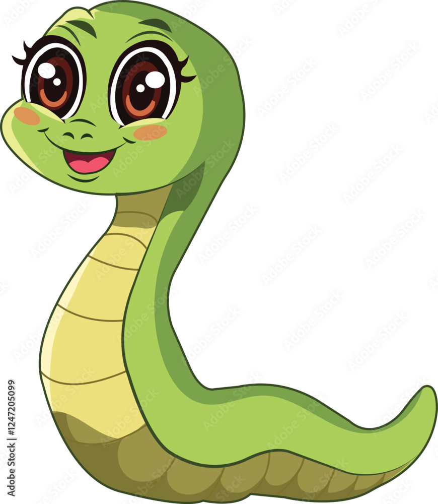 Fototapeta premium Friendly Green Cartoon Caterpiller