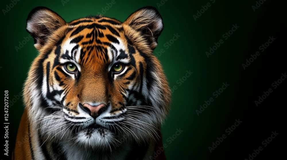 Obraz premium Front View Tiger Fur Skin Texture with Stripes - This image showcases a majestic tiger with striking stripes, symbolizing strength, beauty, wildlife, power, and grace.