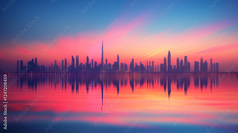 Breathtaking night view of the dubai downtown skyline in the united arab emirates at night Breathtaking night view of the dubai downtown skyline in the united arab emirates at night