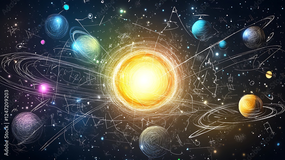 Obraz premium Chalk Drawn Planetary Art
