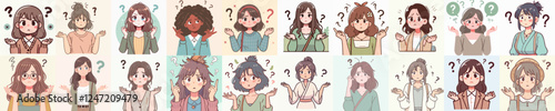confused cartoon woman vector collection
