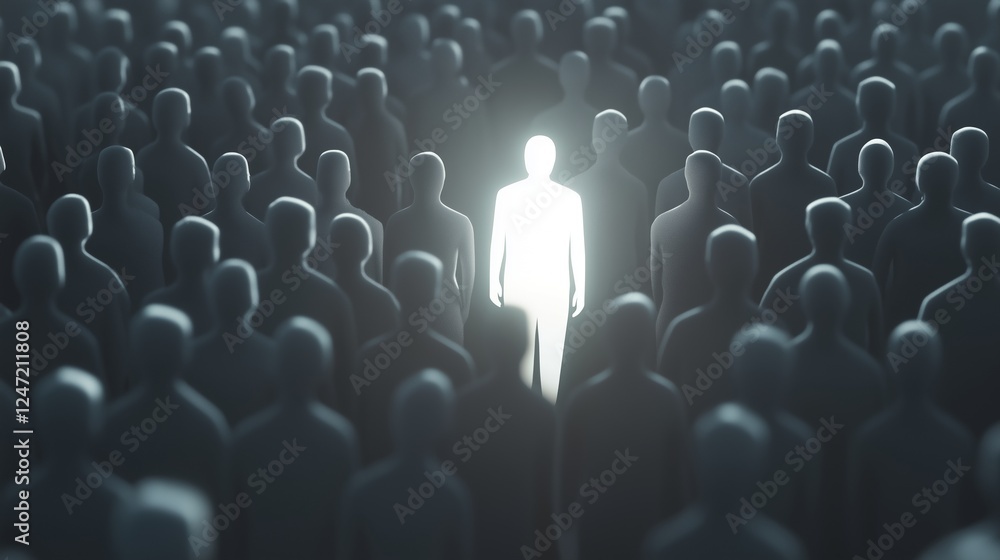 Obraz premium 3D render of one glowing person