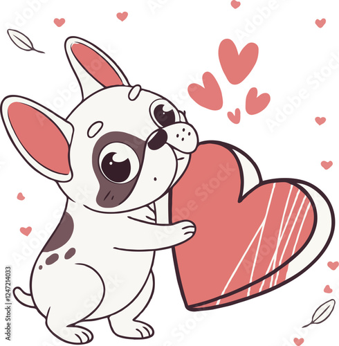 Valentine's French Bulldog with Heart