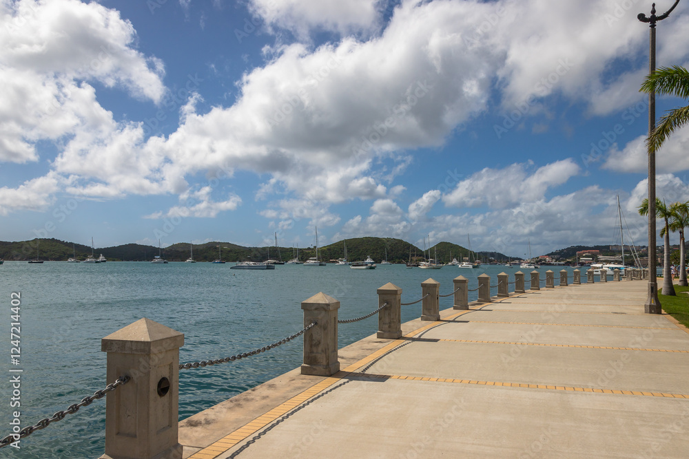 Obraz premium Exposure done in the Waterfront Highway located in the capital of St. Thomas USVI, Charlotte Amalie, with beautiful views of the Ocean