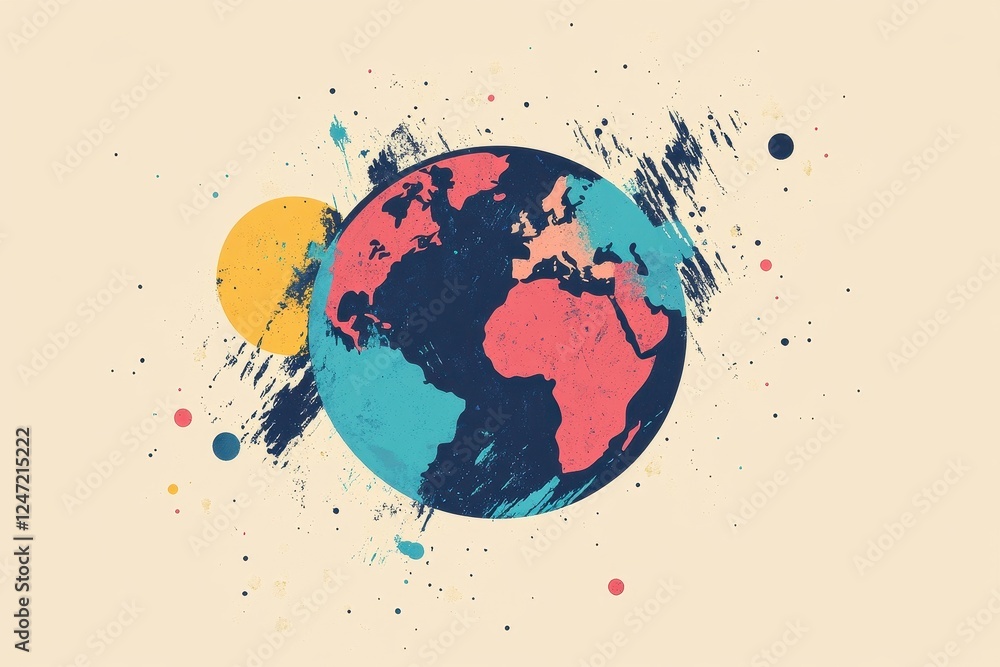 Abstract Earth Painting with Cosmic Elements Abstract Earth Painting with Cosmic Elements