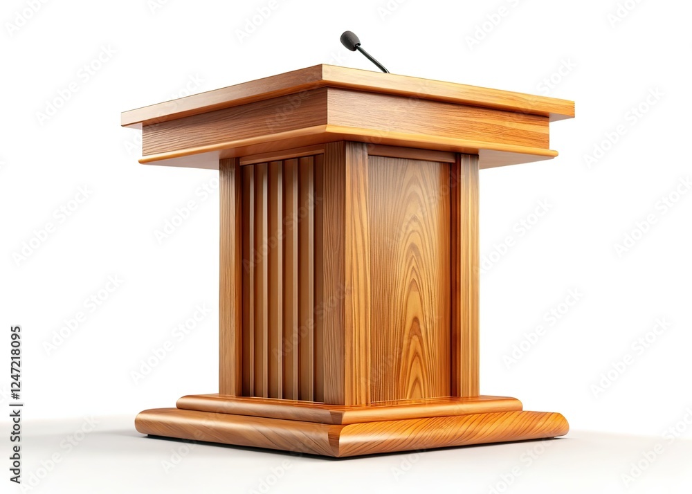 Tilt-Shift Wooden Speaker Podium - AI Photorealistic Tilt-Shift Wooden Speaker Podium - AI Photorealistic