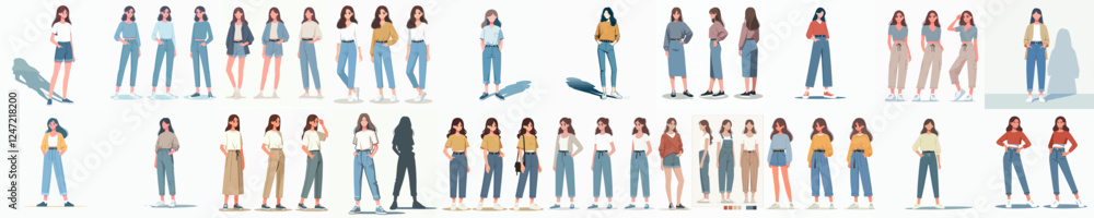 standing young woman vector collection standing young woman vector collection