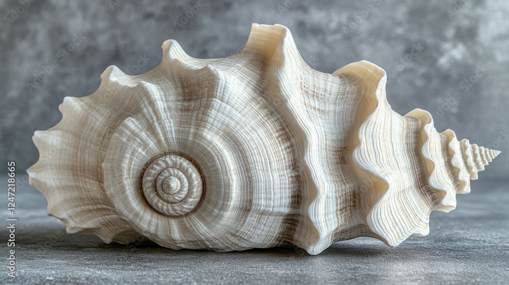 Obraz premium Elegant seashell on grey background, studio shot