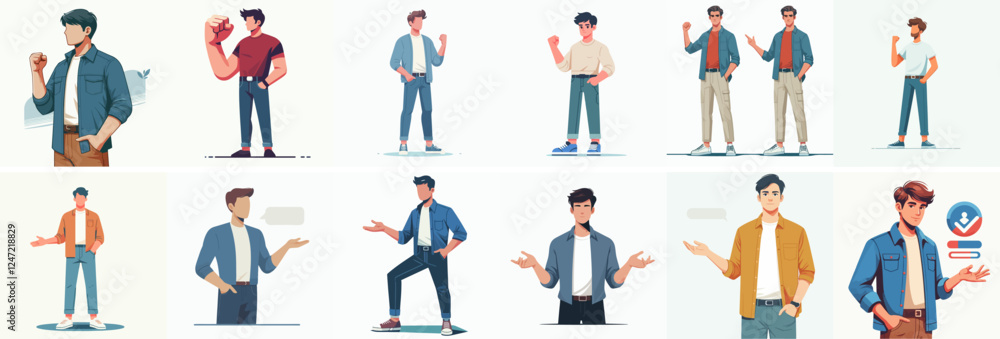 vector set of a person standing with a hand gesture vector set of a person standing with a hand gesture