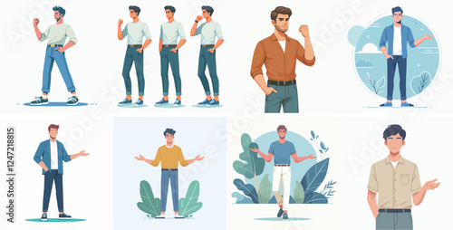 vector set of a person clenching his fist
