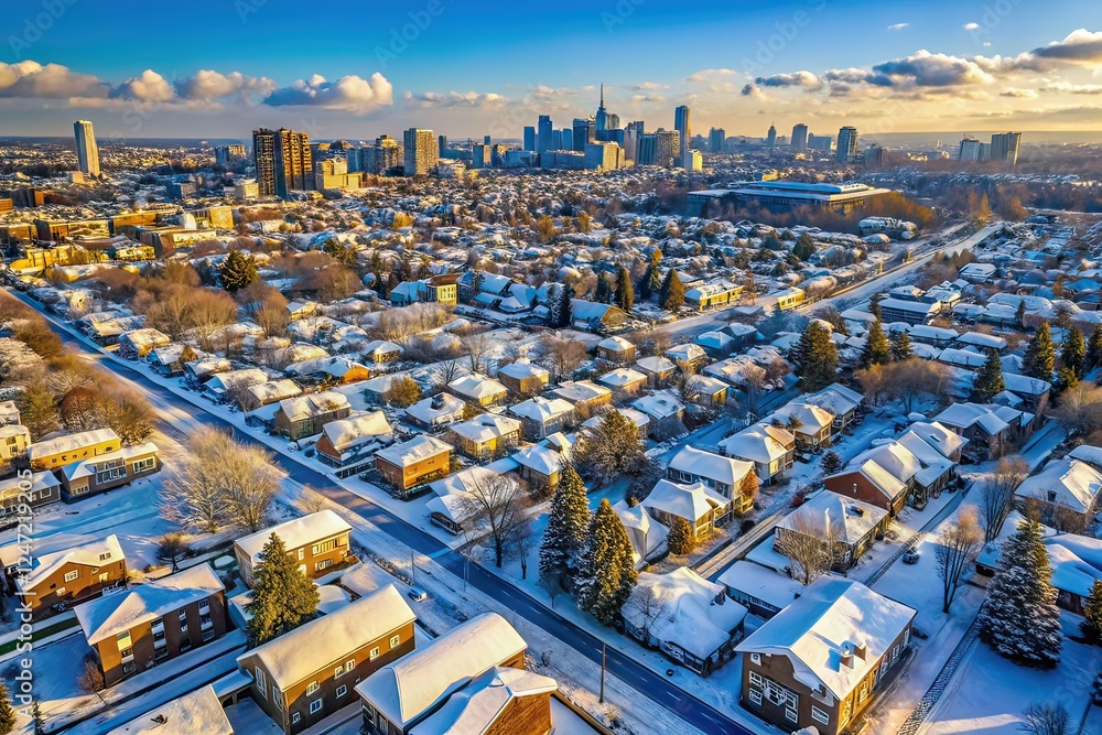Obraz premium Toronto Upper Beaches & East York Winter Drone Aerial